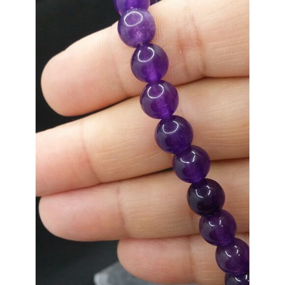 Artisan Amethyst Natural Stone Bracelet Purple Beaded Bohemian Stretch Natural - Picture 4 of 11